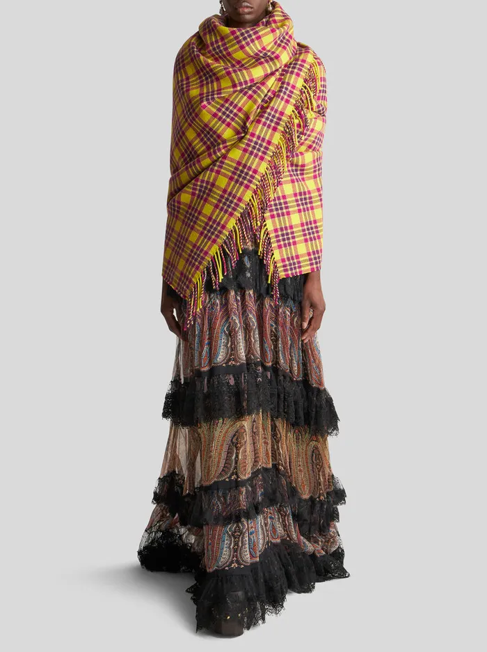 Women Check Shawl Etro Scarves And Silk