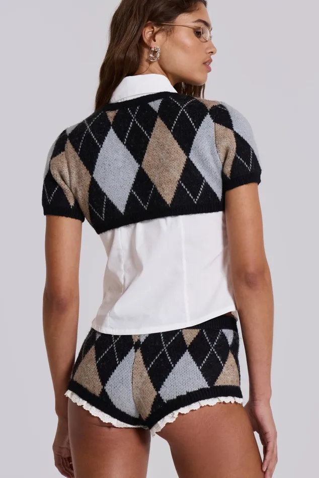 Women Clara Argyle Knit 2 In 1 Top Jaded London CoOrds