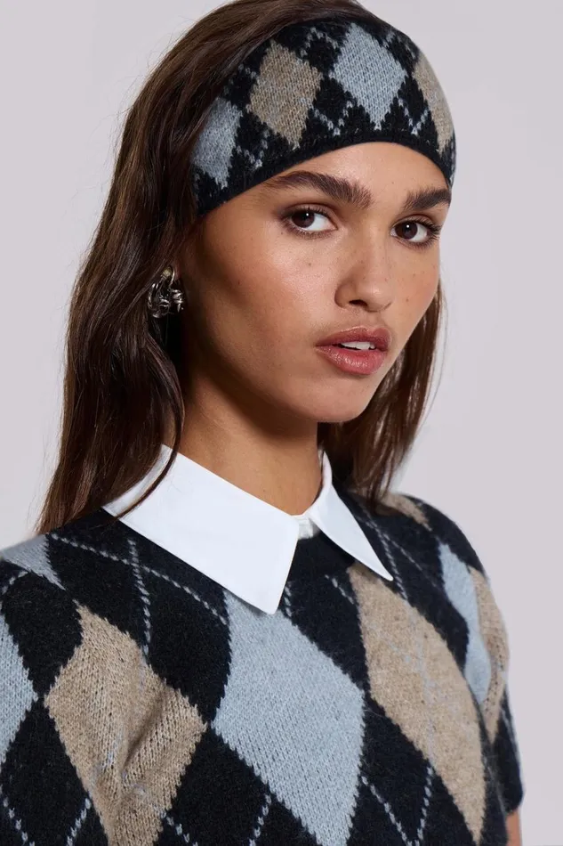 Women Clara Argyle Knit Headband Jaded London Knitwear