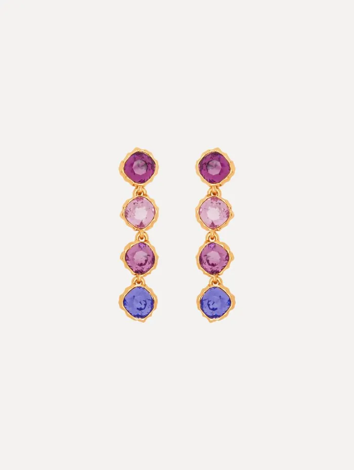 Women Classic Crystal Strand Earrings Amethyst Multi Oscar De La Renta Earrings