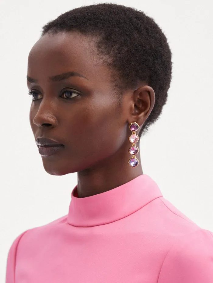 Women Classic Crystal Strand Earrings Amethyst Multi Oscar De La Renta Earrings Women Classic Crystal Strand Earrings Amethyst Multi Oscar De La Renta Earrings