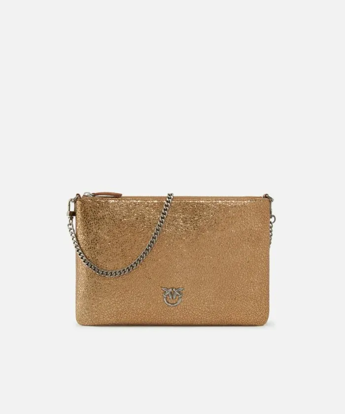 Women Clutch Bags Pinko Small Clutch Bag With A Laminated Leather Feel PINKO Galleria Bronzeold Silver Women Clutch Bags Pinko Small Clutch Bag With A Laminated Leather Feel PINKO Galleria Bronzeold Silver
