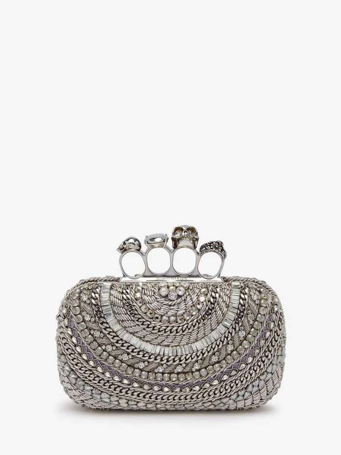 Women Clutches Alexander McQueen Knuckle Clutch Silver