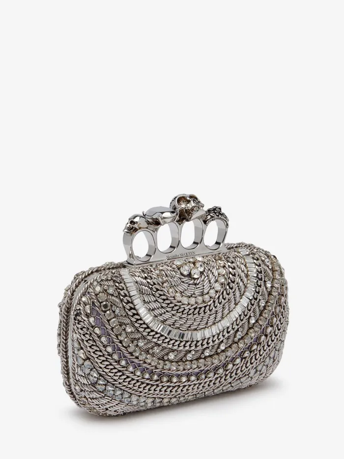 Women Clutches Alexander McQueen Knuckle Clutch Silver