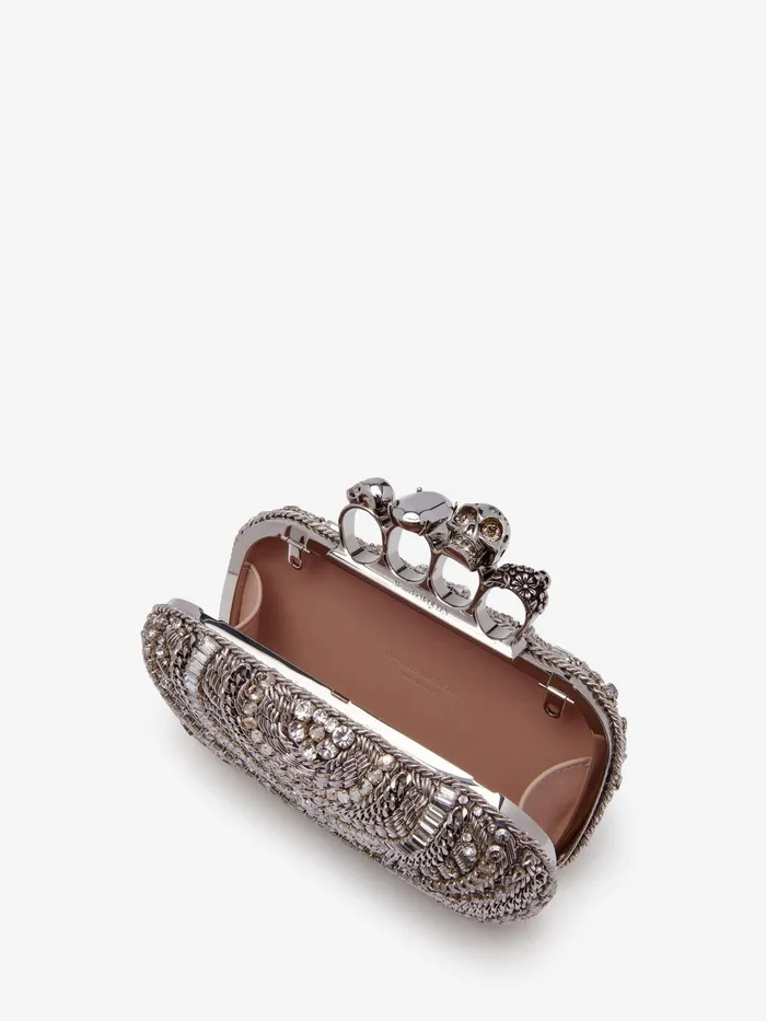 Women Clutches Alexander McQueen Knuckle Clutch Silver