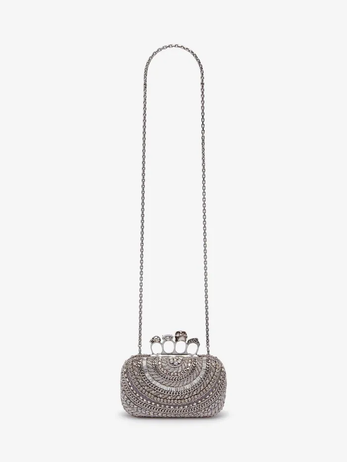 Women Clutches Alexander McQueen Knuckle Clutch Silver