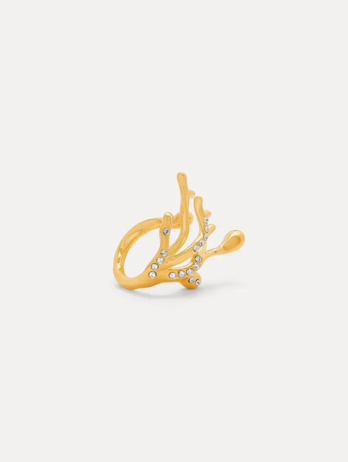 Women Coral and Gold Drops Ring Gold Oscar De La Renta Rings