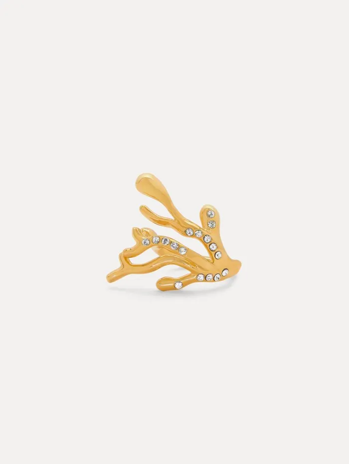 Women Coral and Gold Drops Ring Gold Oscar De La Renta Rings Women Coral and Gold Drops Ring Gold Oscar De La Renta Rings