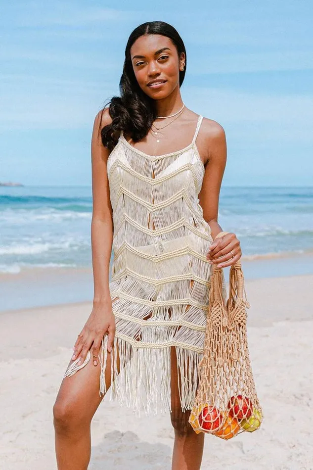 Women Cover Up Dresses Cupshe Tyler Crochet Tassel Slip Cover Up Apricot