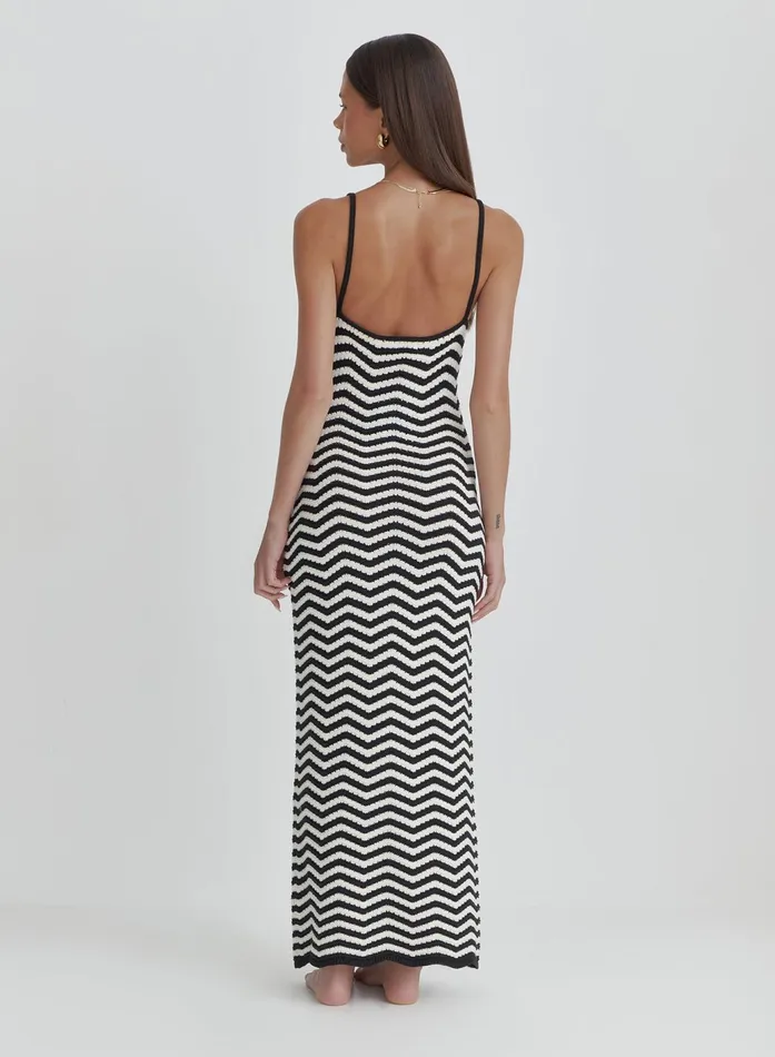 Women Cream And Black Stripe Knitted Maxi Dress Yvette 4th and Reckless Dresses