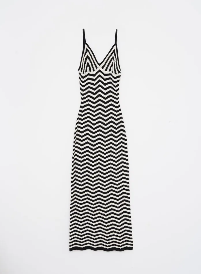 Women Cream And Black Stripe Knitted Maxi Dress Yvette 4th and Reckless Dresses