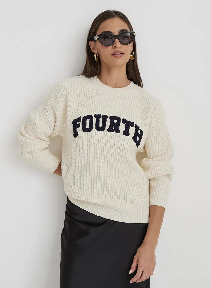 Women Cream Fisherman Knit Fourth Jumper Pallas 4th and Reckless Knitwear