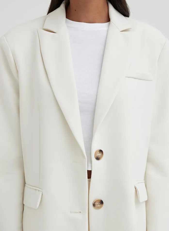 Women Cream Oversized Single Breasted Blazer Georgina 4th and Reckless Blazers