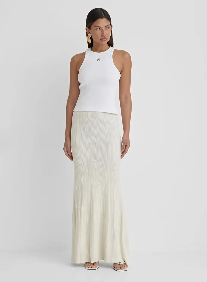 Women Cream Rib Knit Maxi Skirt Kerin 4th and Reckless Knitwear
