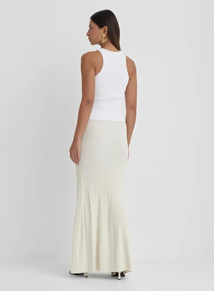 Women Cream Rib Knit Maxi Skirt Kerin 4th and Reckless Knitwear