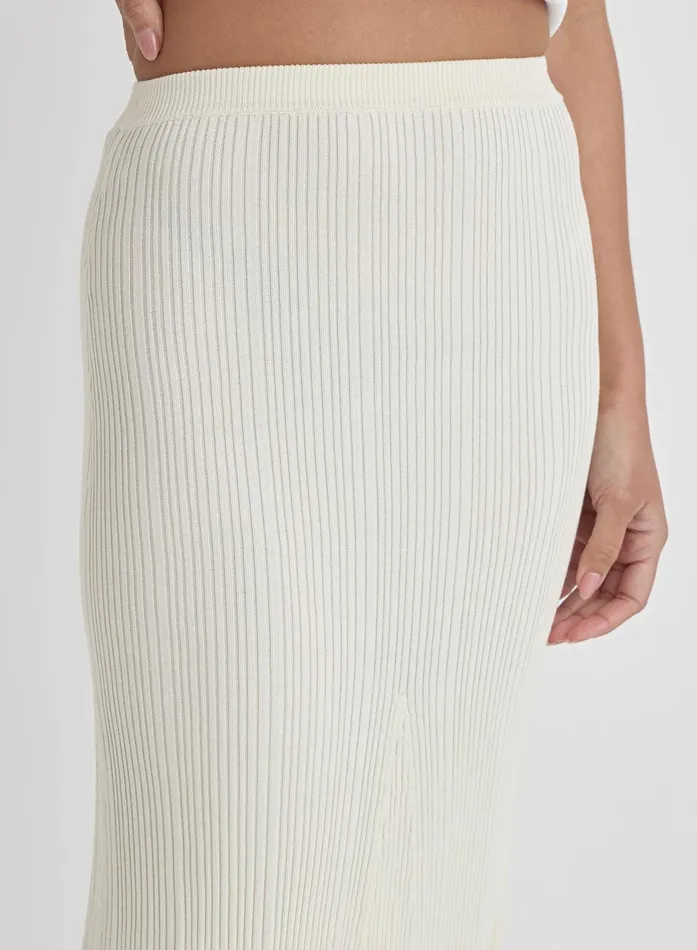 Women Cream Rib Knit Maxi Skirt Kerin 4th and Reckless Knitwear