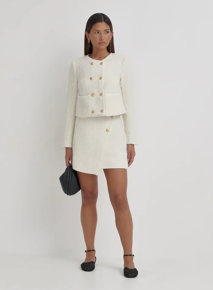Women Cream Tweed Wool Mini Skirt Layana 4th and Reckless Skirts