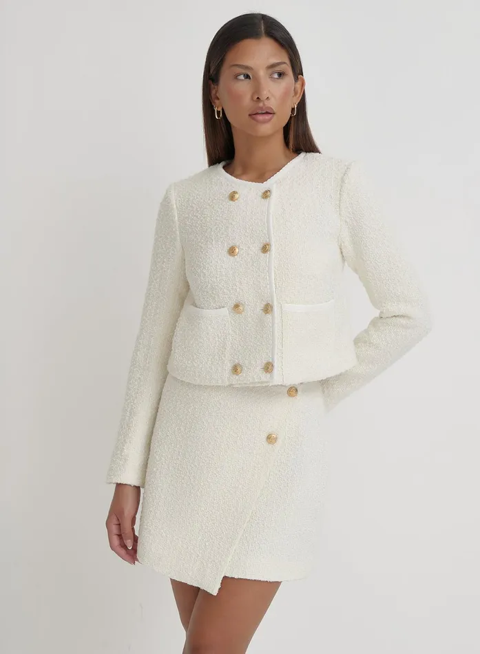 Women Cream Tweed Wool Mini Skirt Layana 4th and Reckless Skirts