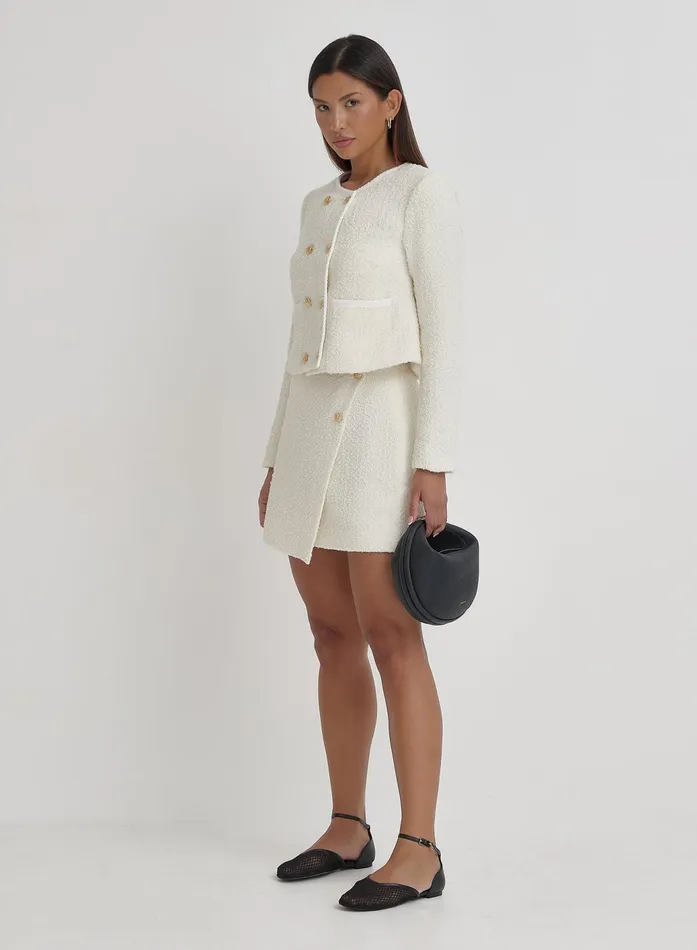 Women Cream Tweed Wool Mini Skirt Layana 4th and Reckless Skirts