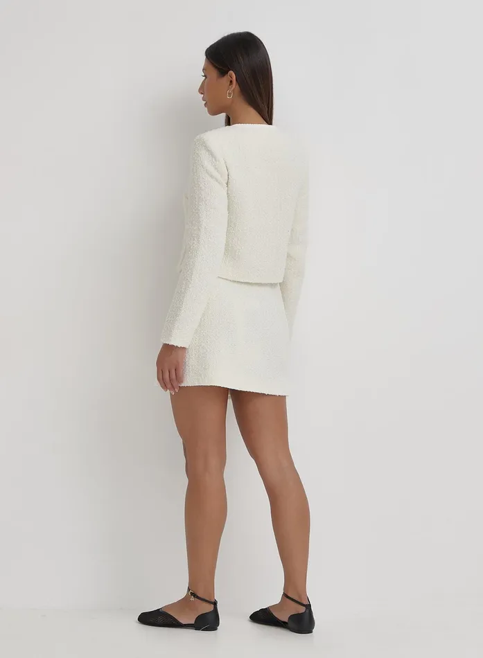 Women Cream Tweed Wool Mini Skirt Layana 4th and Reckless Skirts