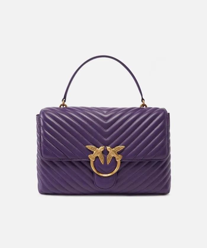 Women Crossbody Bags Pinko Big Lady Love Bag Puff Chevron Plumantiquegold