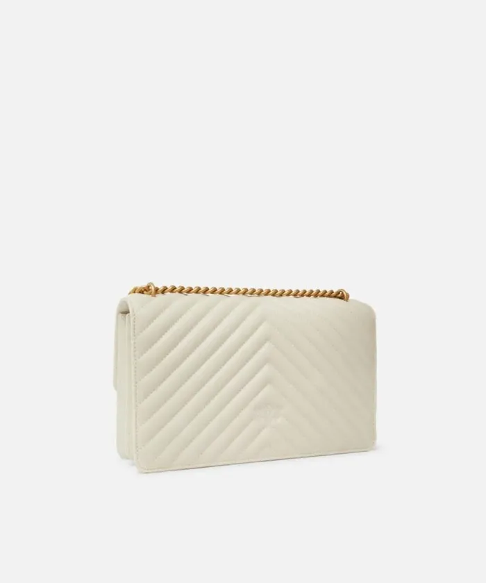 Women Crossbody Bags Pinko Classic LoveBag One Chevron Whitewhiteantique Gold Women Crossbody Bags Pinko Classic LoveBag One Chevron Whitewhiteantique Gold