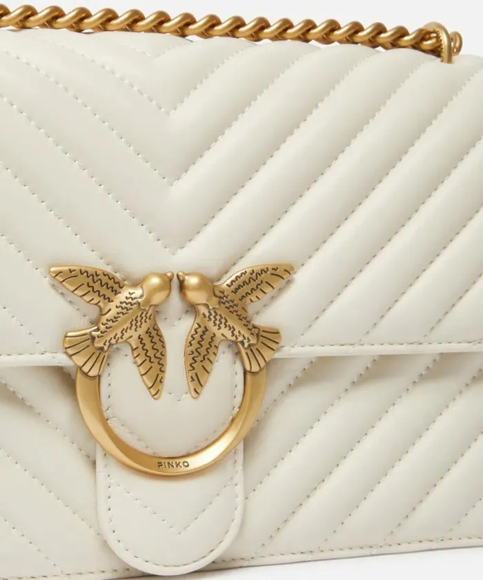 Women Crossbody Bags Pinko Classic LoveBag One Chevron Whitewhiteantique Gold Women Crossbody Bags Pinko Classic LoveBag One Chevron Whitewhiteantique Gold