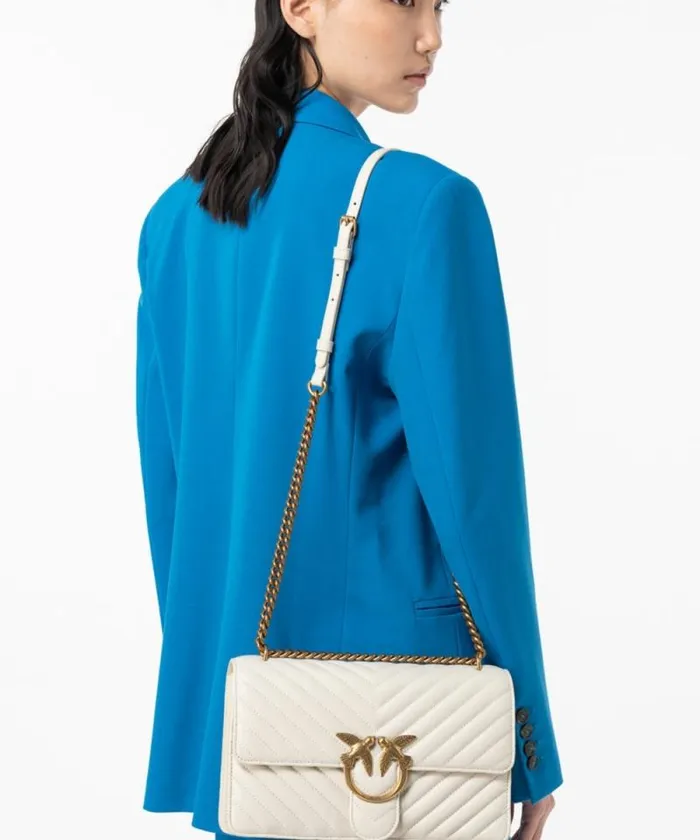 Women Crossbody Bags Pinko Classic LoveBag One Chevron Whitewhiteantique Gold Women Crossbody Bags Pinko Classic LoveBag One Chevron Whitewhiteantique Gold