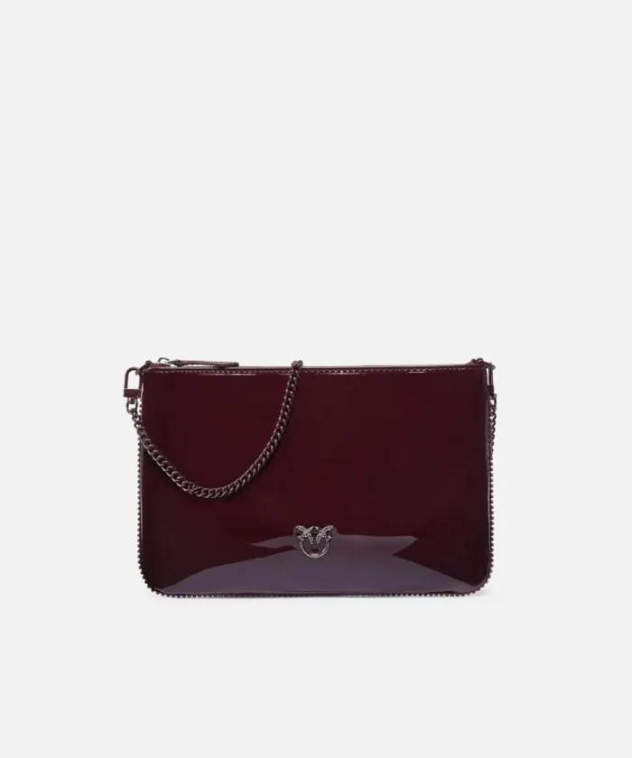 Women Crossbody Bags Pinko Glossy Handbag With Rhinestones And Shoulder Strap Choc Bittercolourblock Women Crossbody Bags Pinko Glossy Handbag With Rhinestones And Shoulder Strap Choc Bittercolourblock
