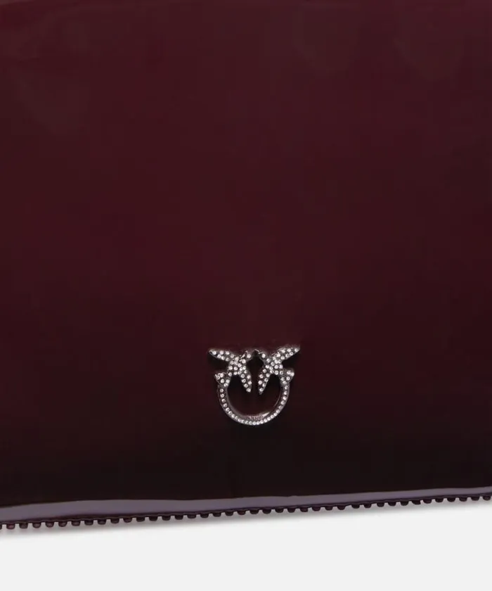 Women Crossbody Bags Pinko Glossy Handbag With Rhinestones And Shoulder Strap Choc Bittercolourblock Women Crossbody Bags Pinko Glossy Handbag With Rhinestones And Shoulder Strap Choc Bittercolourblock