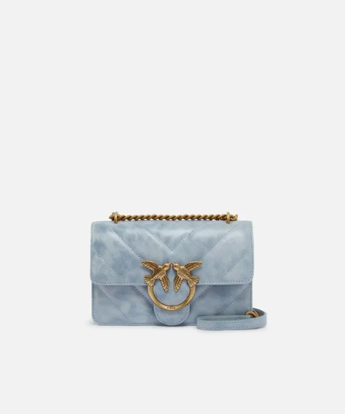 Women Crossbody Bags Pinko Love Bag Mini Crossbody Bag In Distressedeffect Leather Lightblueantique Gold Women Crossbody Bags Pinko Love Bag Mini Crossbody Bag In Distressedeffect Leather Lightblueantique Gold