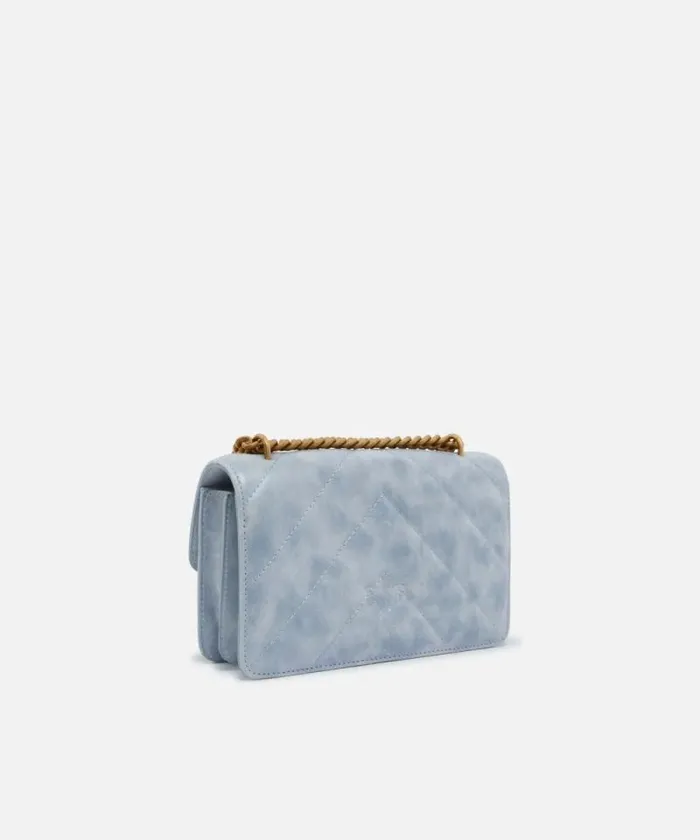 Women Crossbody Bags Pinko Love Bag Mini Crossbody Bag In Distressedeffect Leather Lightblueantique Gold Women Crossbody Bags Pinko Love Bag Mini Crossbody Bag In Distressedeffect Leather Lightblueantique Gold