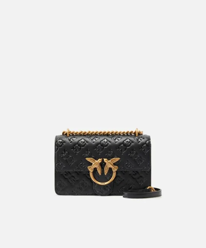 Women Crossbody Bags Pinko Love Bag Mini Crossbody Bag With Imprim Logo Blackantique Gold Women Crossbody Bags Pinko Love Bag Mini Crossbody Bag With Imprim Logo Blackantique Gold