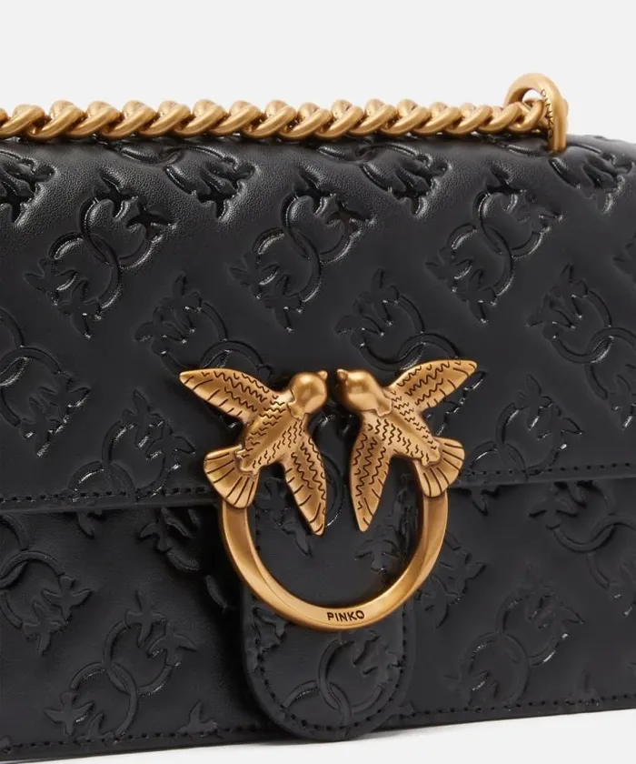 Women Crossbody Bags Pinko Love Bag Mini Crossbody Bag With Imprim Logo Blackantique Gold Women Crossbody Bags Pinko Love Bag Mini Crossbody Bag With Imprim Logo Blackantique Gold