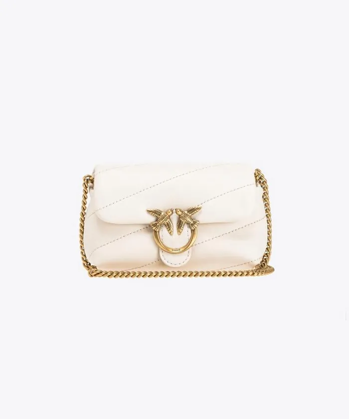 Women Crossbody Bags Pinko Micro Love Bag Puff Whitewhiteantique Gold