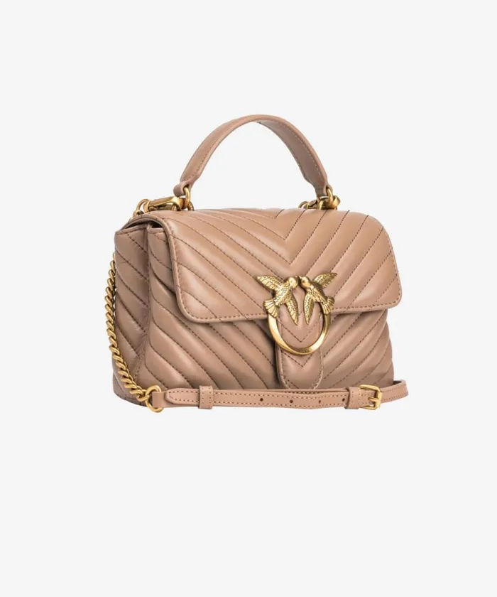 Women Crossbody Bags Pinko Mini Lady Love Bag Puff Chevron Ginger Biscuitantique Gold Women Crossbody Bags Pinko Mini Lady Love Bag Puff Chevron Ginger Biscuitantique Gold