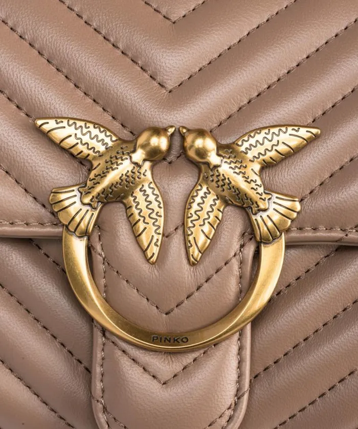 Women Crossbody Bags Pinko Mini Lady Love Bag Puff Chevron Ginger Biscuitantique Gold Women Crossbody Bags Pinko Mini Lady Love Bag Puff Chevron Ginger Biscuitantique Gold