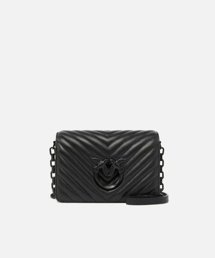 Women Crossbody Bags Pinko Mini Love Bag Click Chevron Colour Block Limo Black Block Colour Women Crossbody Bags Pinko Mini Love Bag Click Chevron Colour Block Limo Black Block Colour