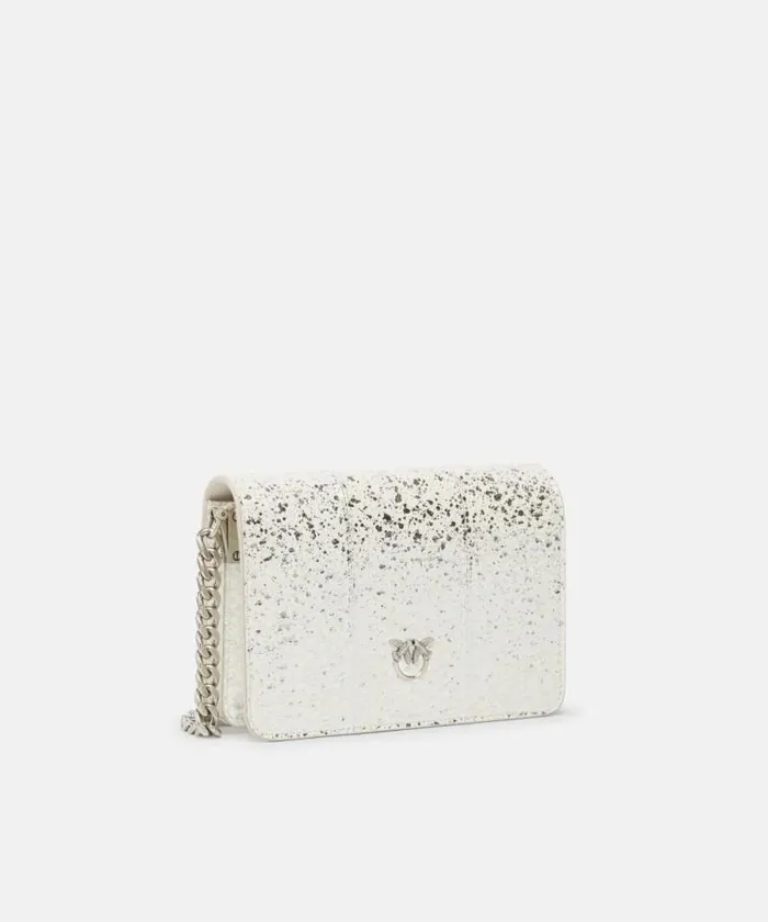 Women Crossbody Bags Pinko PINKO Galleria Love Bag Mini Crossbody Bag With Laminated Reptile Skin Silverold Silver Women Crossbody Bags Pinko PINKO Galleria Love Bag Mini Crossbody Bag With Laminated Reptile Skin Silverold Silver