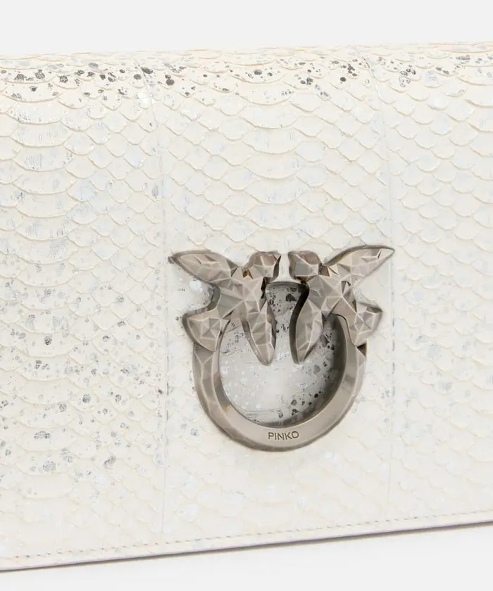 Women Crossbody Bags Pinko PINKO Galleria Love Bag Mini Crossbody Bag With Laminated Reptile Skin Silverold Silver Women Crossbody Bags Pinko PINKO Galleria Love Bag Mini Crossbody Bag With Laminated Reptile Skin Silverold Silver