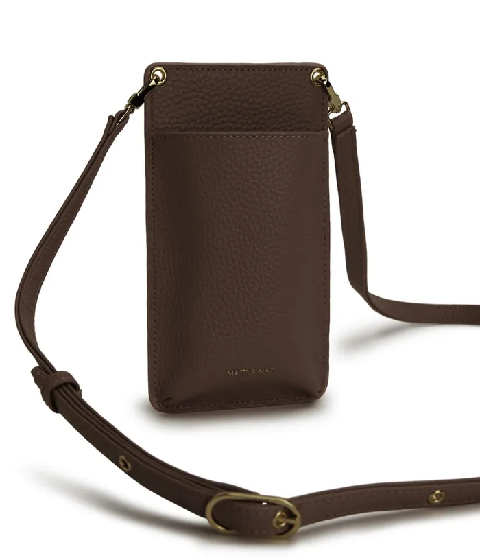 Women Cue Vegan Crossbody Bag 8211 Purity Chocolate Matt and Nat Cell Phone Holders