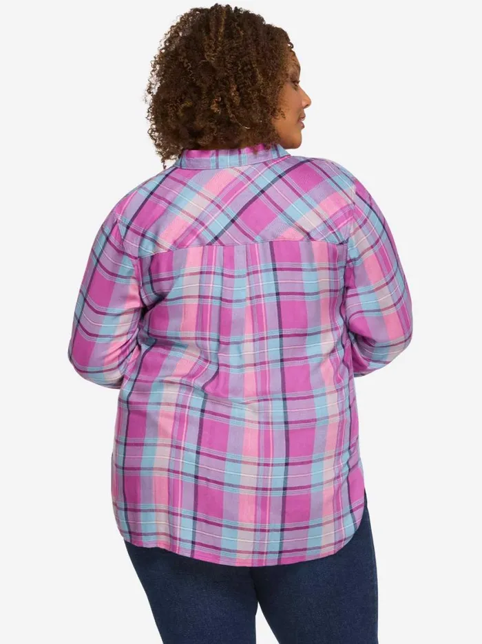 Women Denim Jessica Simpson Petunia Shirt In Radiant Orchid Plaid