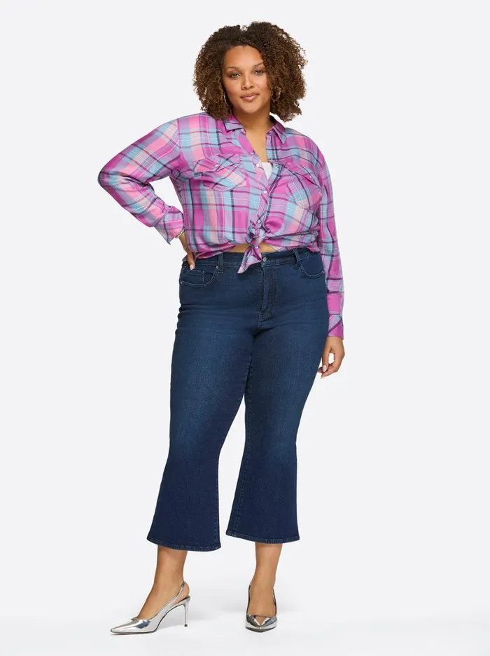 Women Denim Jessica Simpson Petunia Shirt In Radiant Orchid Plaid