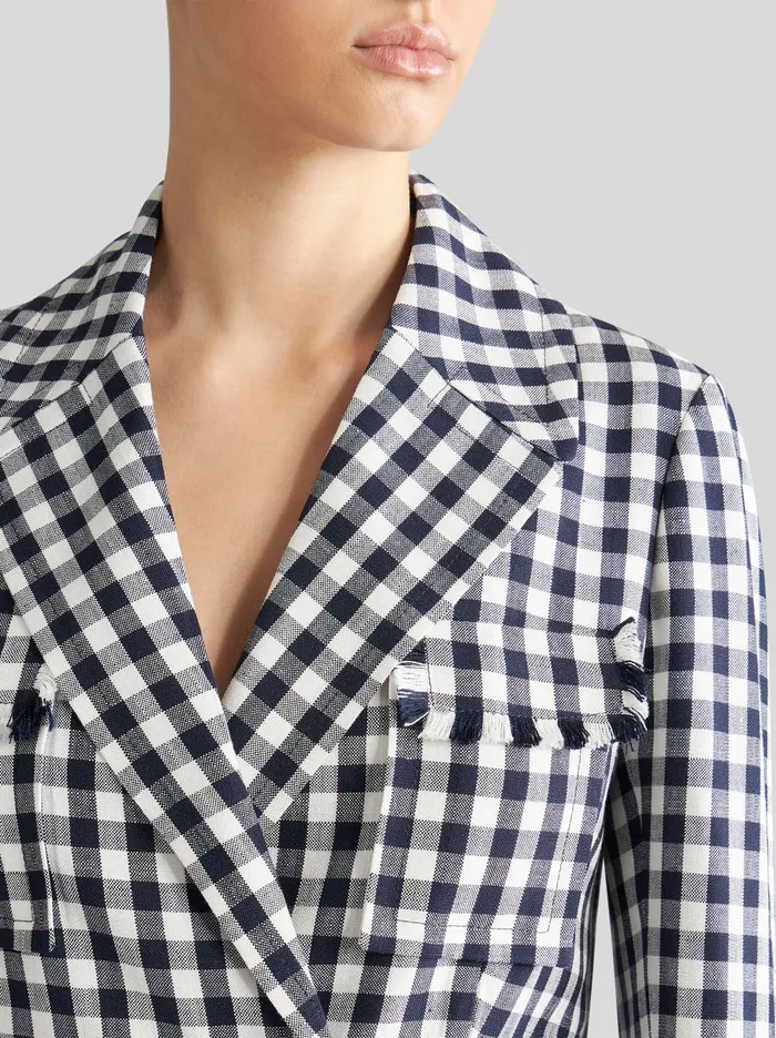 Women DoubleBreasted Gingham Fabric Coat Etro Coats And Outerwear