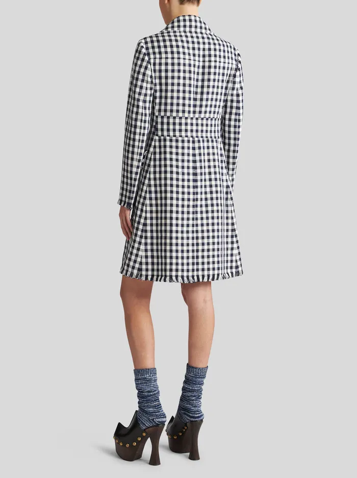 Women DoubleBreasted Gingham Fabric Coat Etro Coats And Outerwear
