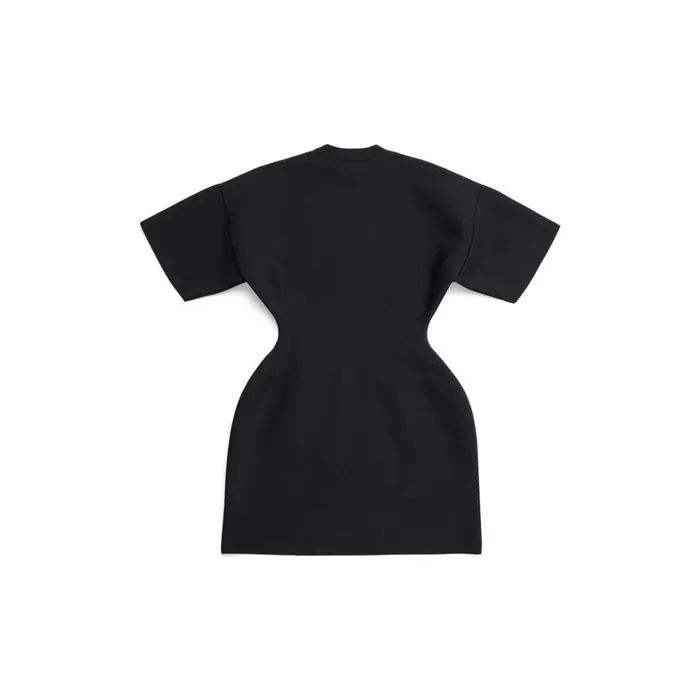 Women Dresses and Skirts Balenciaga Hourglass Crewneck Short Sleeve Dress In Black