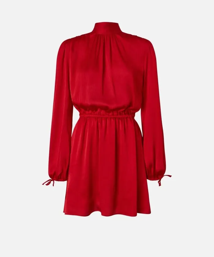Women Dresses Pinko Crinkle Fabric Mini Dress With Open Back Salsa Red Women Dresses Pinko Crinkle Fabric Mini Dress With Open Back Salsa Red