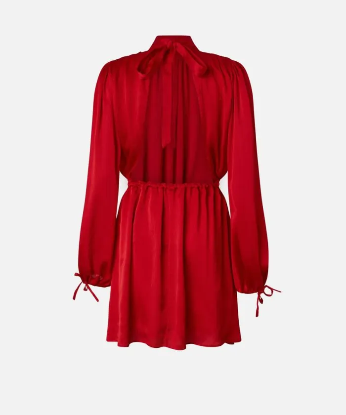 Women Dresses Pinko Crinkle Fabric Mini Dress With Open Back Salsa Red Women Dresses Pinko Crinkle Fabric Mini Dress With Open Back Salsa Red