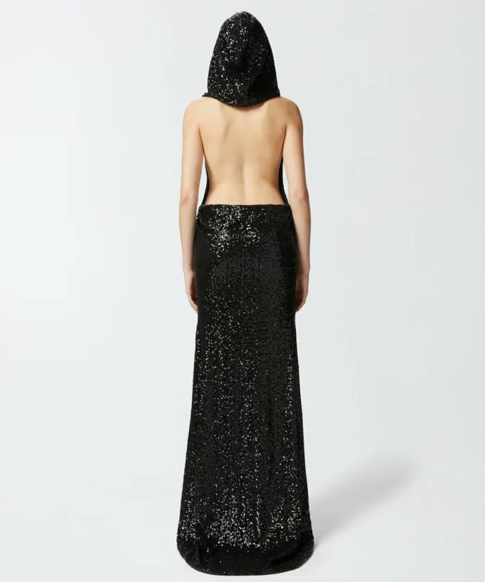 Women Dresses Pinko Elegant Long Sequinned Dress With Open Back Limo Black Women Dresses Pinko Elegant Long Sequinned Dress With Open Back Limo Black