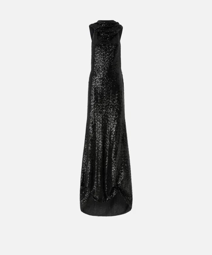 Women Dresses Pinko Elegant Long Sequinned Dress With Open Back Limo Black Women Dresses Pinko Elegant Long Sequinned Dress With Open Back Limo Black